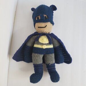 Handmade Crochet Batman Stuffed Animal Plush Cape DC Comics Boys Toy Stuffy